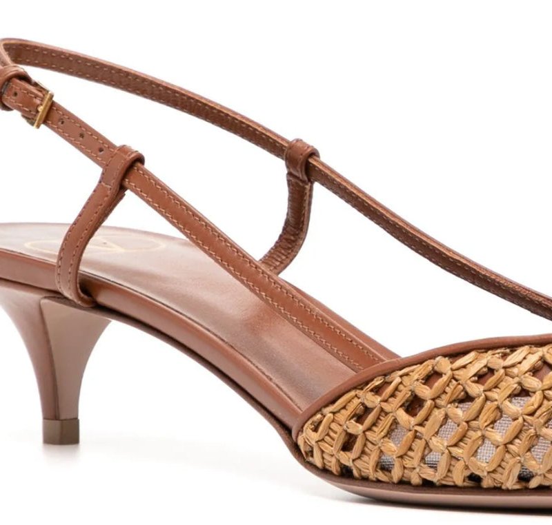 Shop Valentino Women's 50mm Vlogo Signature Slingback Pumps In Brown
