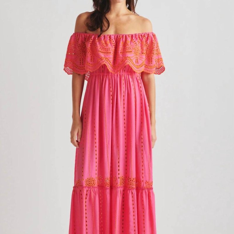 Shop Valerie Khalfon Dreamer Embroidered Maxi Dress In Pink