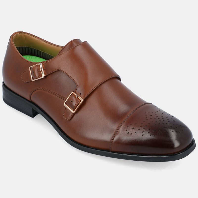Vance Co. Shoes Atticus Wide Width Double Monk Strap Dress Shoe In Brown