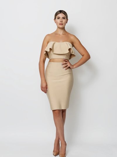 Vanity Couture Lola Strapless Ruffle Bandage Dress - Nude product