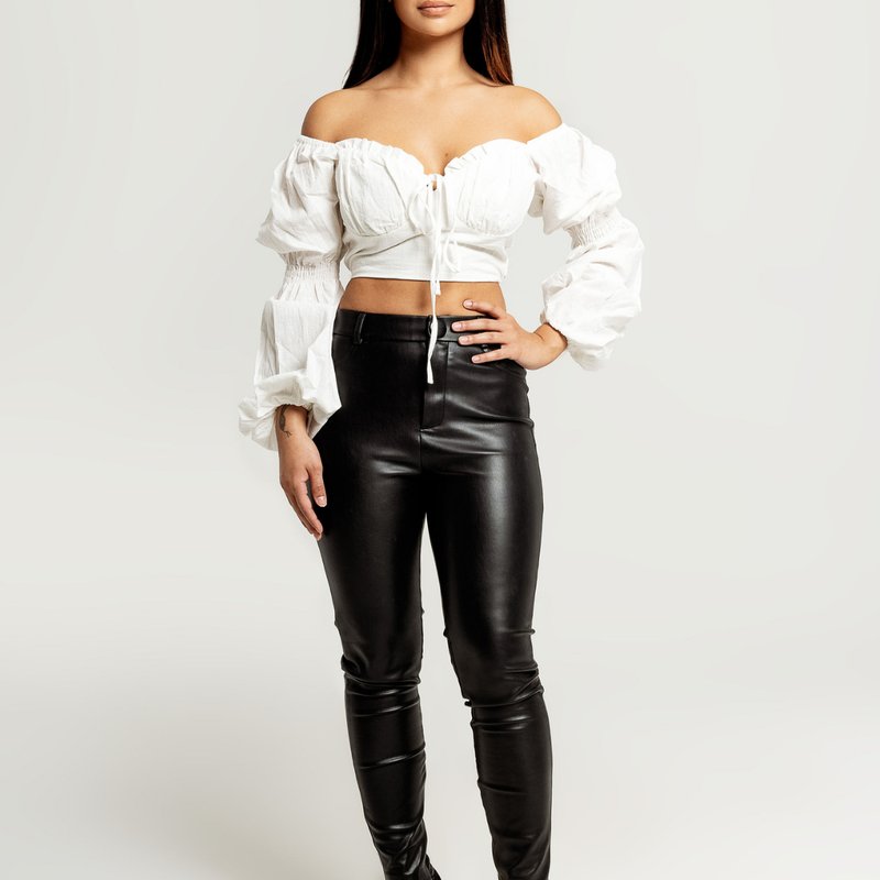 Vanity Couture Mindy Off The Shoulder Ruffle Peasant Blouse In White