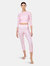Petal Pink Tank Top 3/4 With Long Sleeves And Nordic Floral Print - Petal Pink