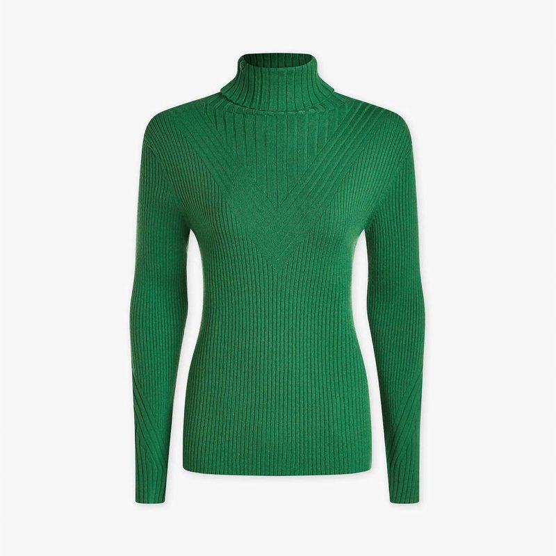 Shop Varley Esme Rib Roll Neck Sweater In Green