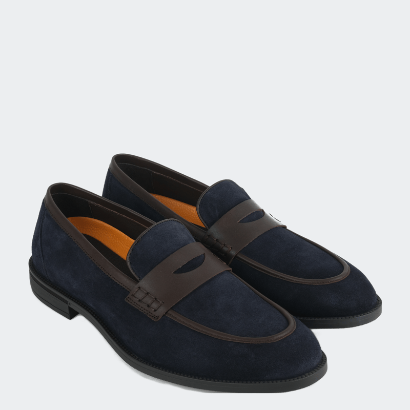 Vellapais Paloma Comfort Penny Loafers In Navy Blue