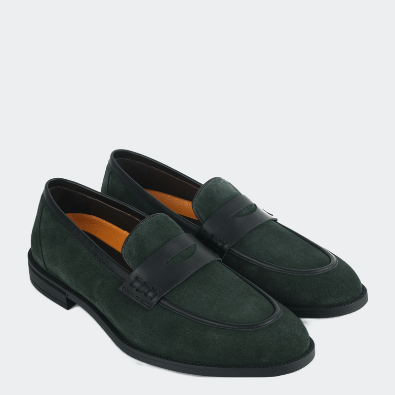 Vellapais Paloma Comfort Penny Loafers In Dark Green