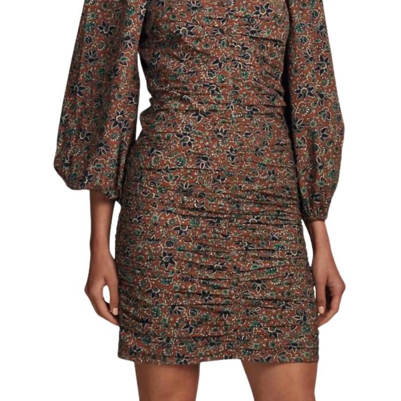 Shop Veronica Beard Nadi Puff Sleeve Mini Dress In Brown