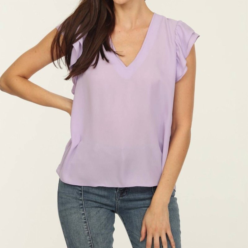 Shop Veronica M V-neck Ruffle Blouse In Purple