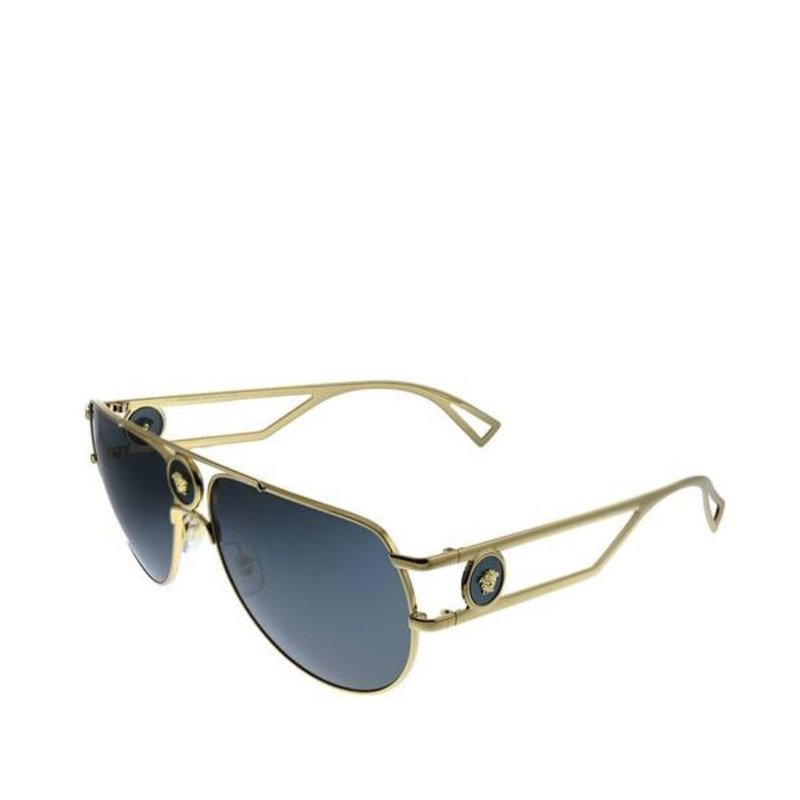 Versace Aviator Metal Sunglasses With Grey Lens In Gold