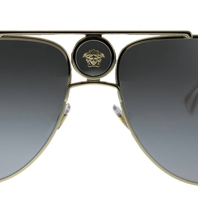 Versace Aviator Metal Sunglasses With Silver Mirror Lens In Yellow