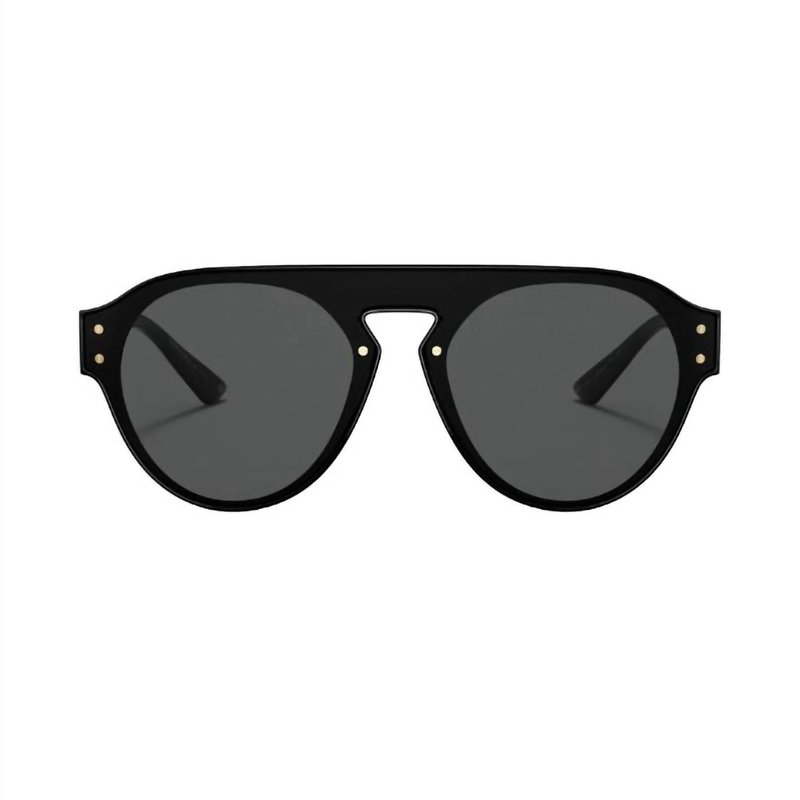 Shop Versace Aviator Plastic Sunglasses With Grey Lens In Black
