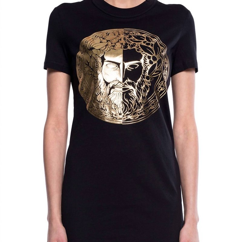 Shop Versace Couture Women Gold Logo T-shirt Dress In Black