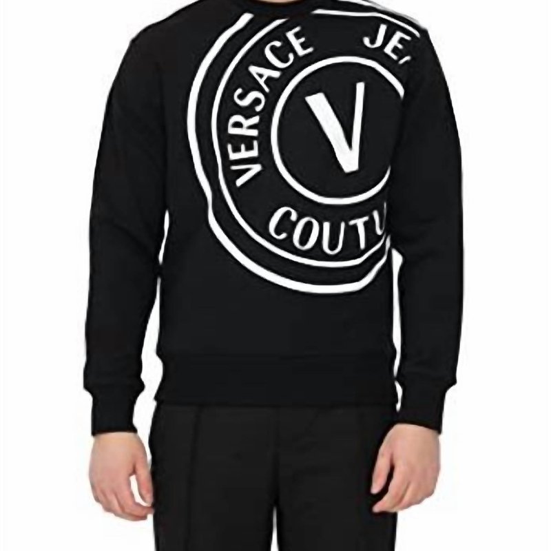 Shop Versace Men Crew Neck Long Sleeve Pullover Sweatshirt In Black