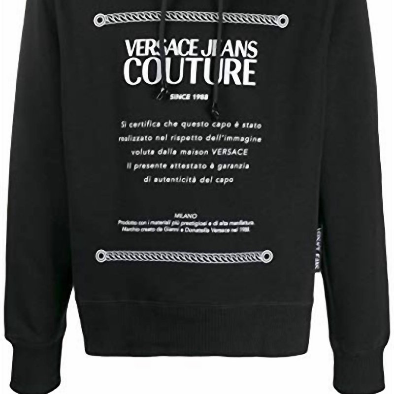 Shop Versace Men Hooded Pullover Sweatshirt In Black