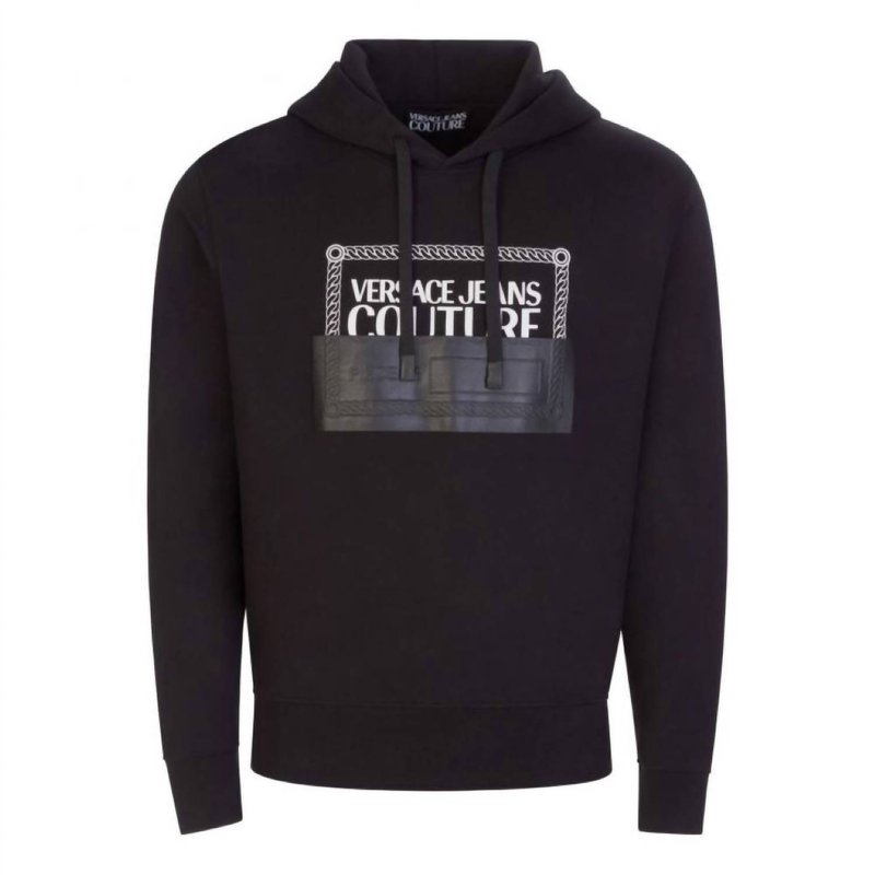 Shop Versace Men Logo Hooded Sweatshirt In Black