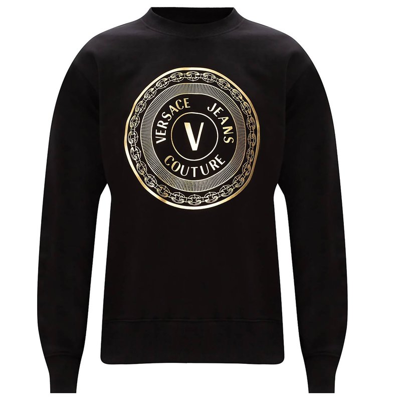 Shop Versace Men's Cotton Sweater In Black