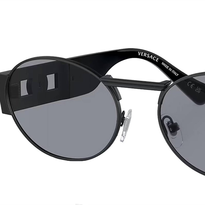 Versace Oval Metal Sunglasses With Grey Lens In Black