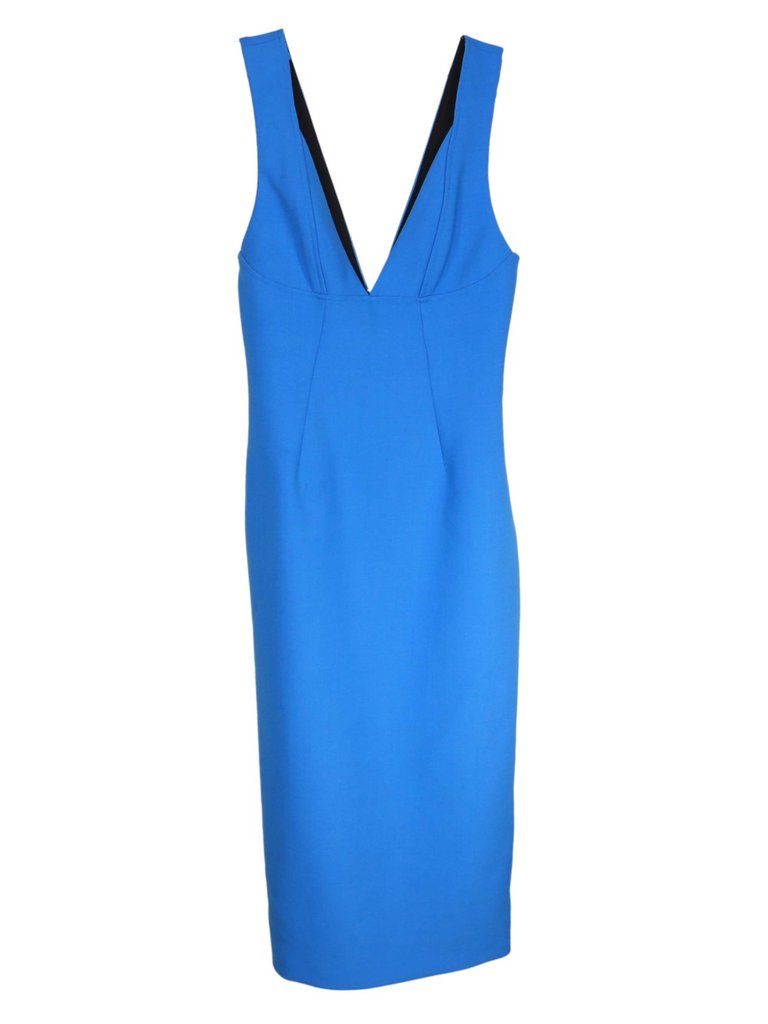 Victoria Beckham Women's Sky Blue Double Wool Crepe Cami Fitted Dress - Sky Blue