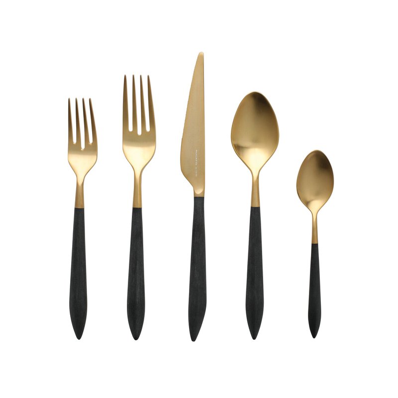 Vietri Ares Oro Five-piece Place Setting In Black