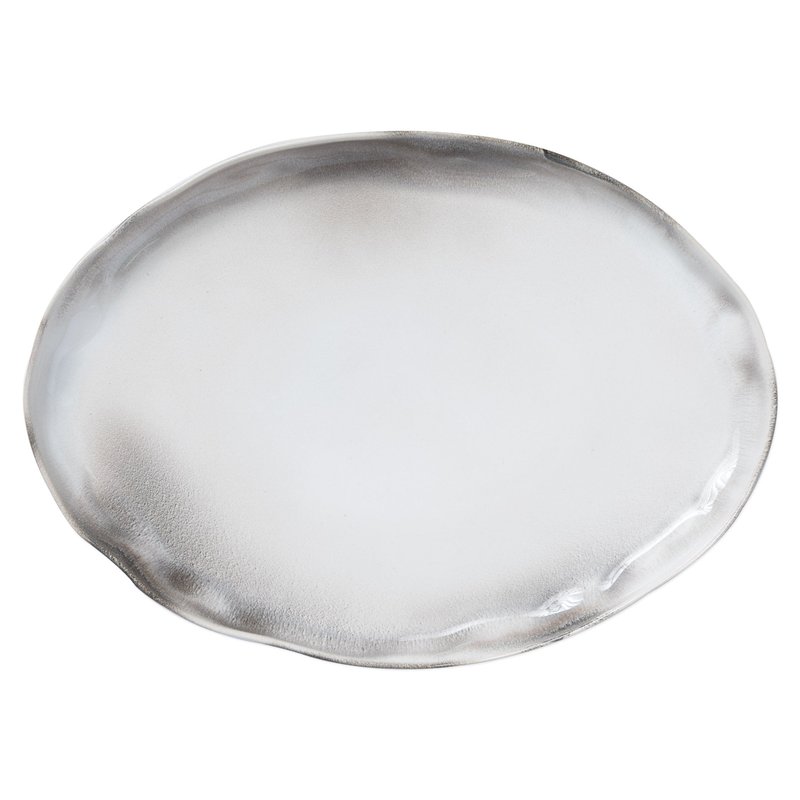 Shop Vietri Aurora Ash Large Oval Platter In Grey