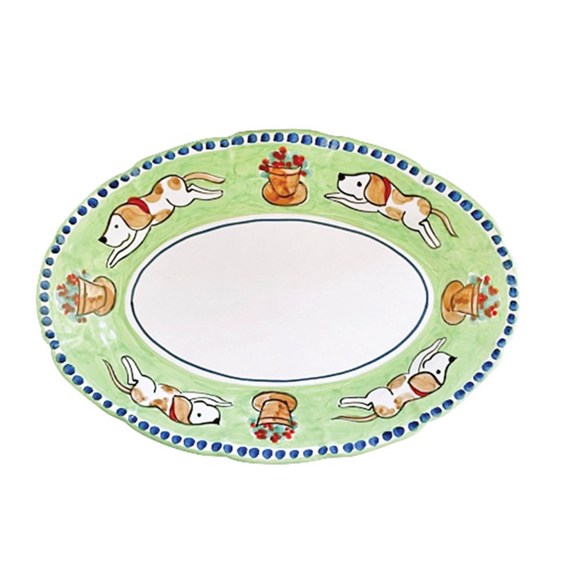 Vietri Campagna Cane Oval Platter In Green