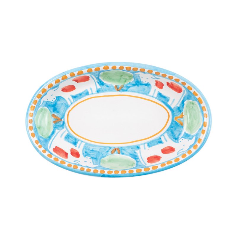 Shop Vietri Campagna Mucca Small Oval Tray In Blue