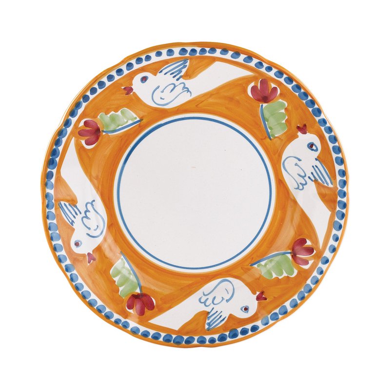 Vietri Campagna Uccello Dinner Plate In Orange
