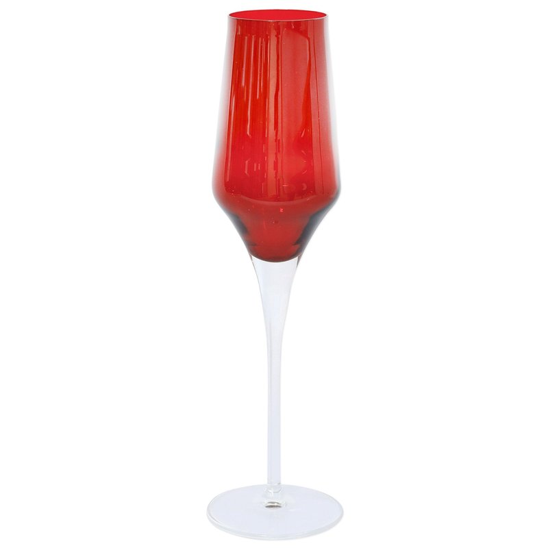 Shop Vietri Contessa Champagne Glass In Red