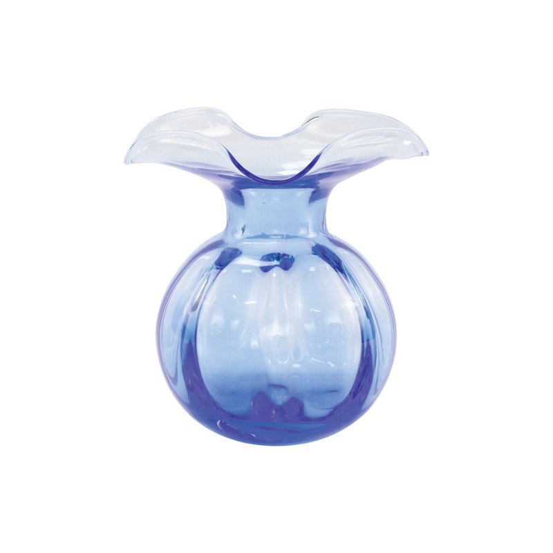 Vietri Hibiscus Glass Clear Bud Vase In Blue