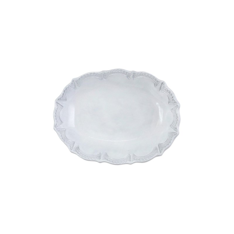 Vietri Incanto Lace Small Oval Serving Bowl In White