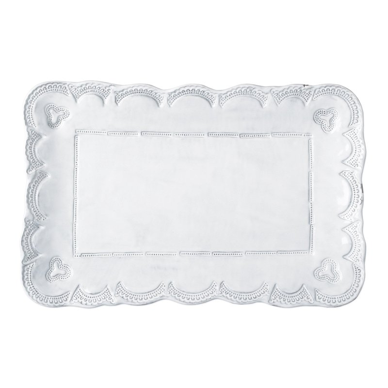 Vietri Incanto Lace Small Rectangular Platter In White