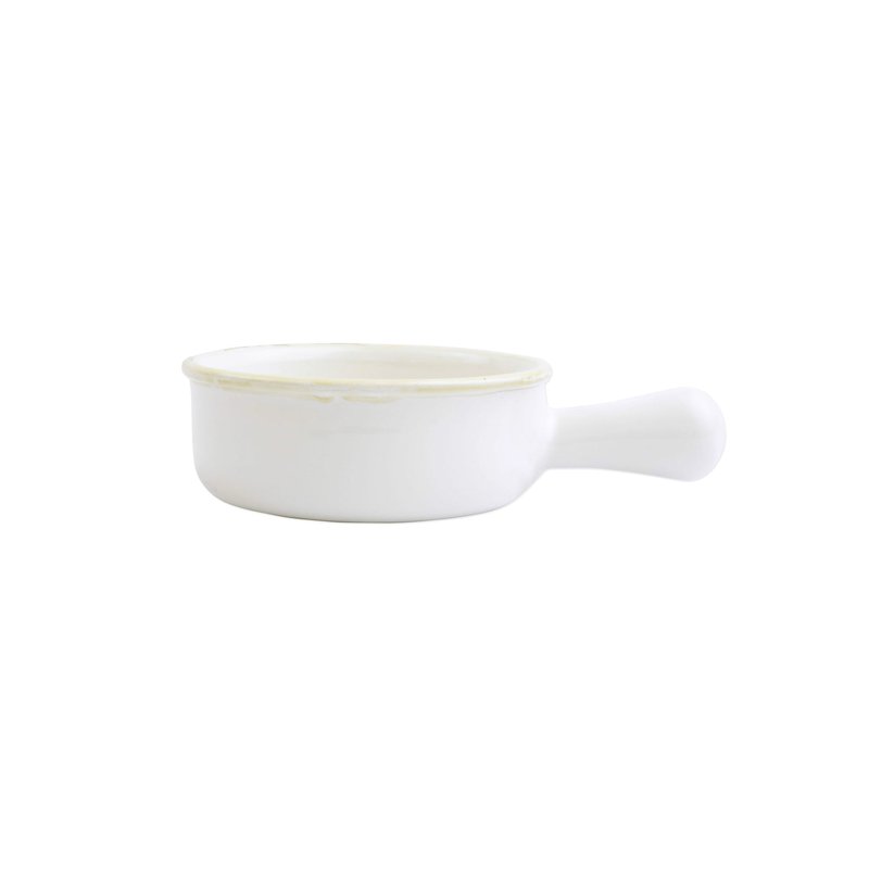 Vietri Italian Bakers Small Round Baker With Large Handle In White