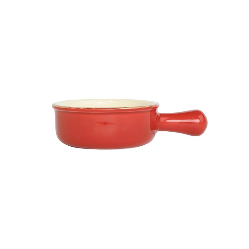 Vietri Italian Bakers Small Round Baker With Large Handle In Red