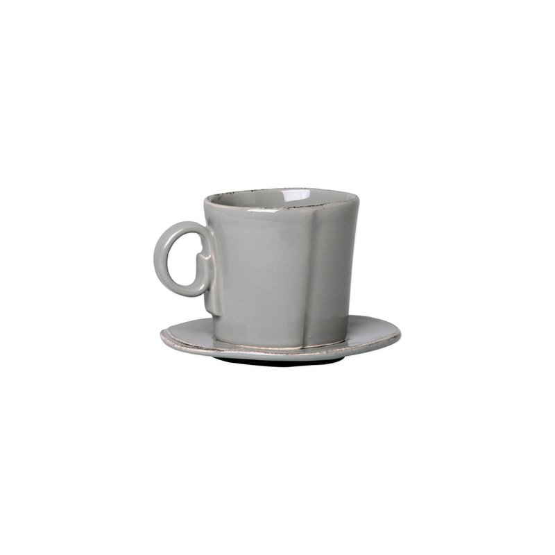 Vietri Lastra Espresso Cup & Saucer In Grey