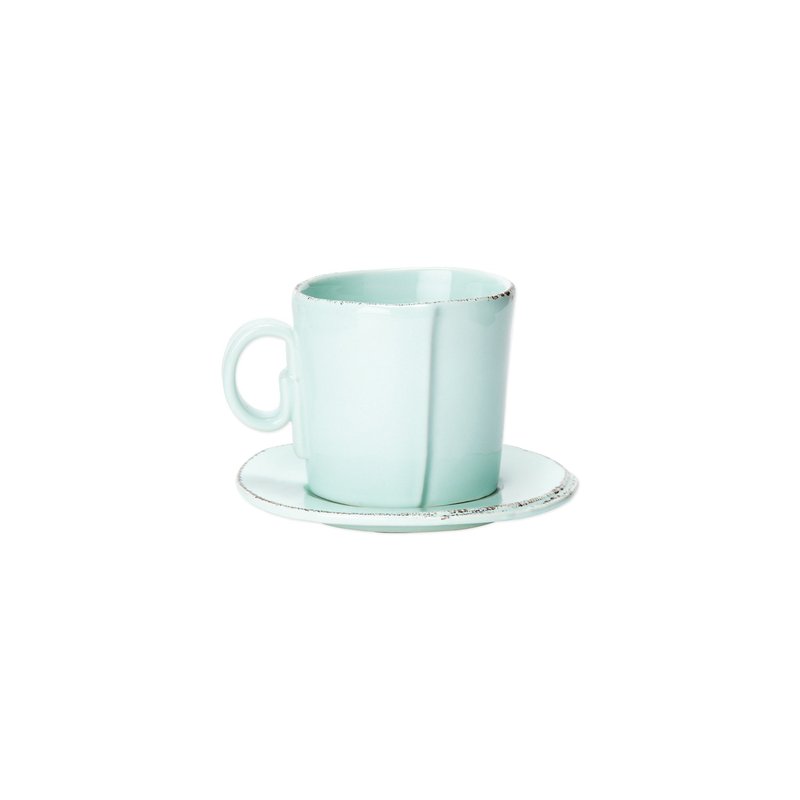 Vietri Lastra Espresso Cup & Saucer In Blue
