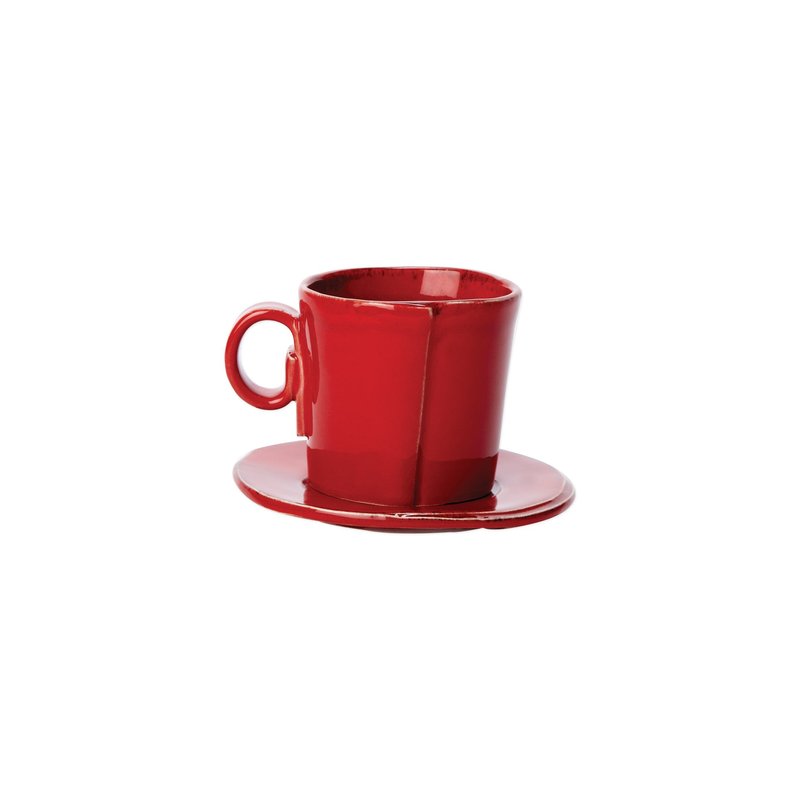 Vietri Lastra Espresso Cup & Saucer In Red