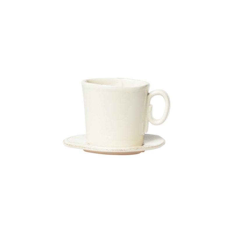 Vietri Lastra Espresso Cup & Saucer In White