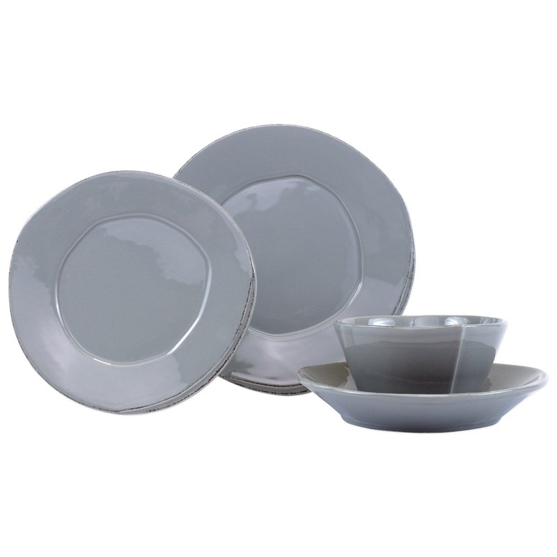 Shop Vietri Lastra Four-piece Place Setting In Grey