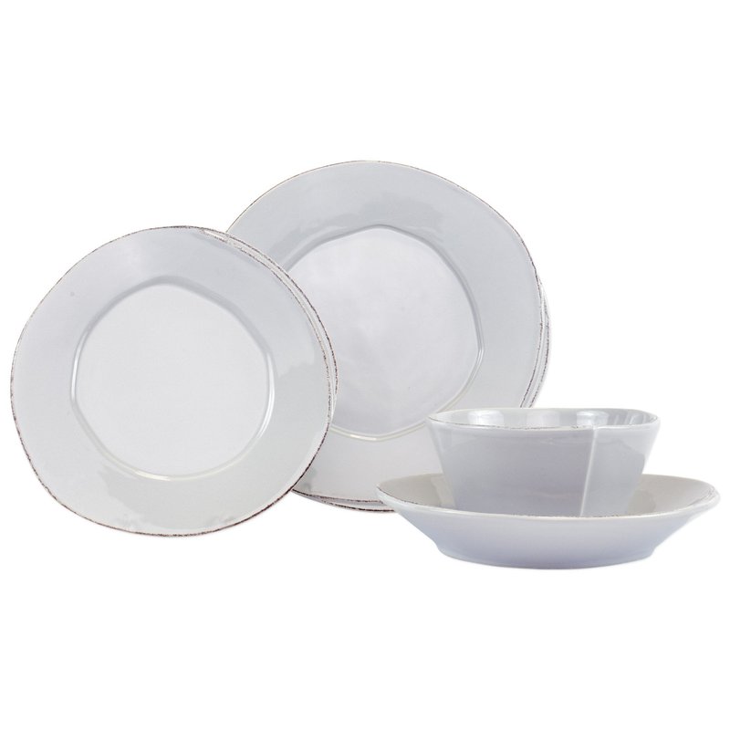 Vietri Lastra Four-piece Place Setting In Grey