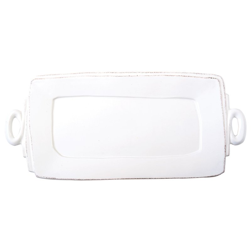 Vietri Lastra Handled Rectangular Platter In White