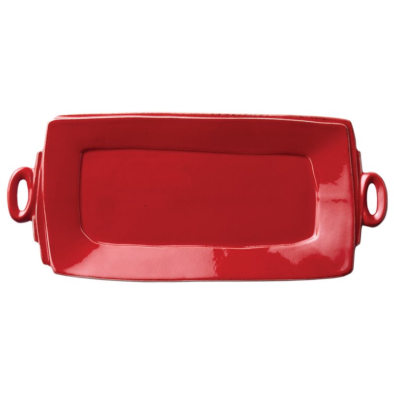 Vietri Lastra Handled Rectangular Platter In Red