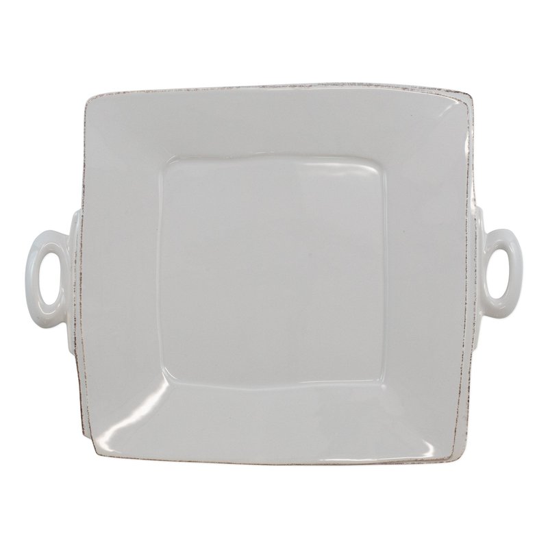 Vietri Lastra Handled Square Platter In Grey