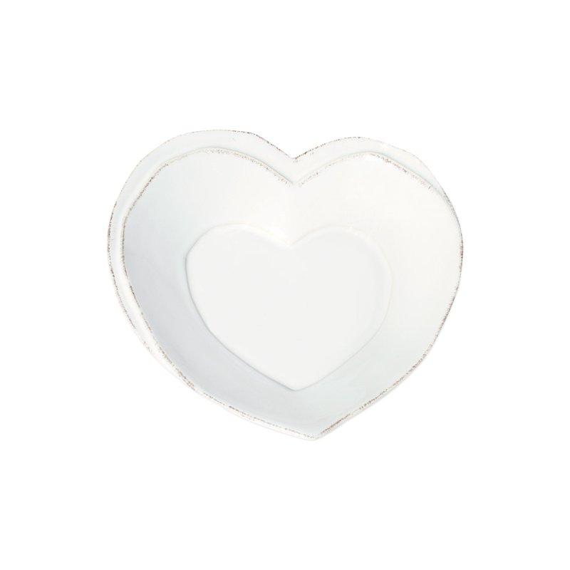 Vietri Lastra Heart Dish In White