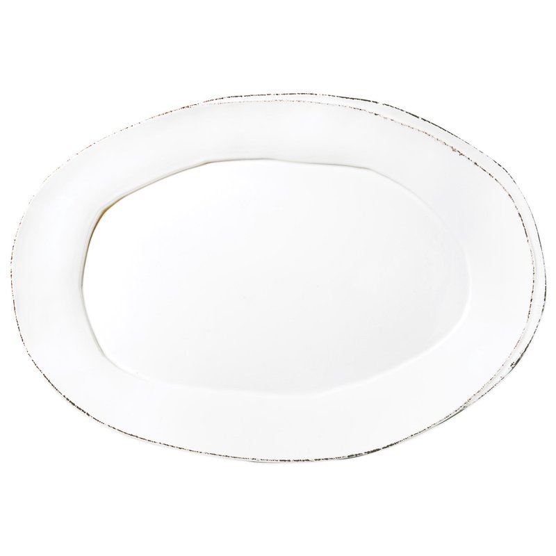 Vietri Lastra Oval Platter In White