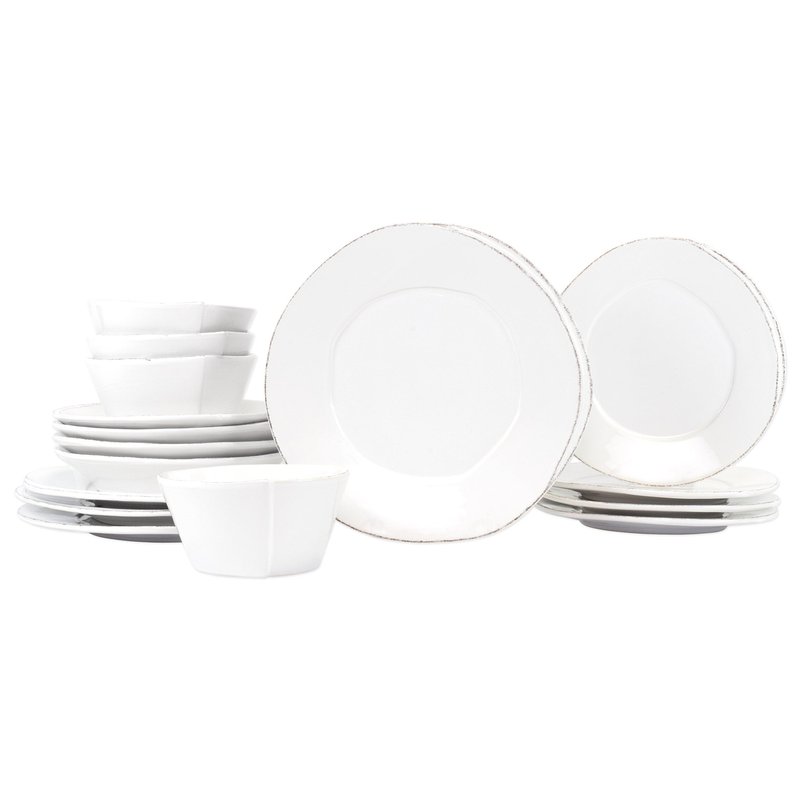 Vietri Lastra Sixteen-piece Place Setting In White