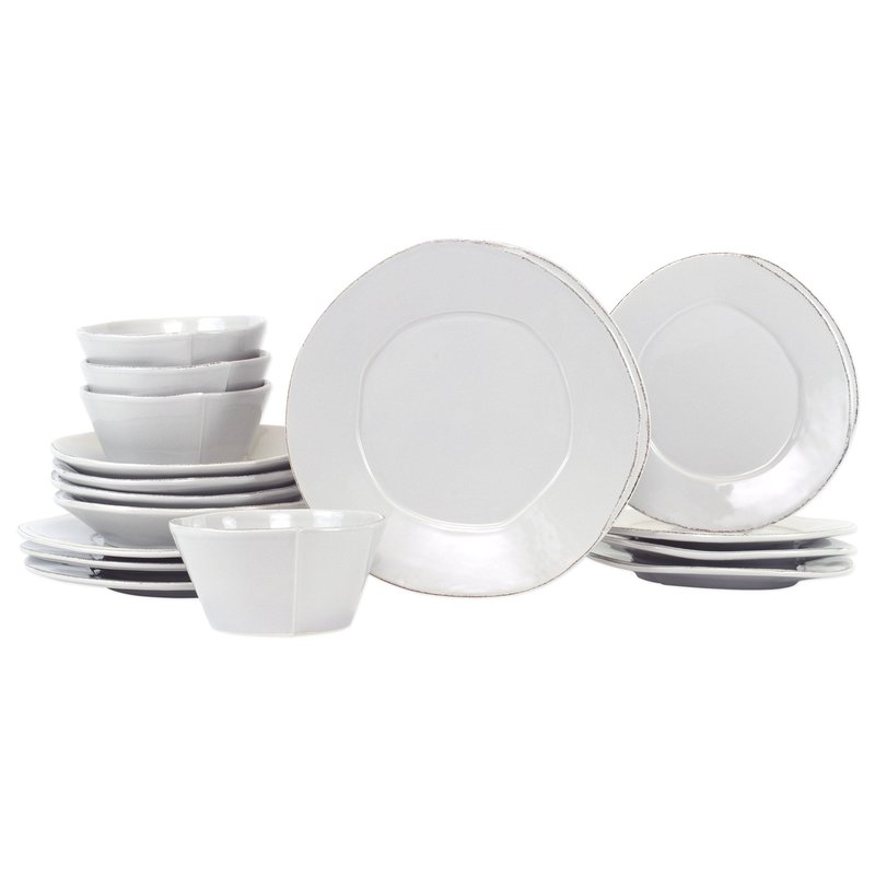 Vietri Lastra Sixteen-piece Place Setting In Grey