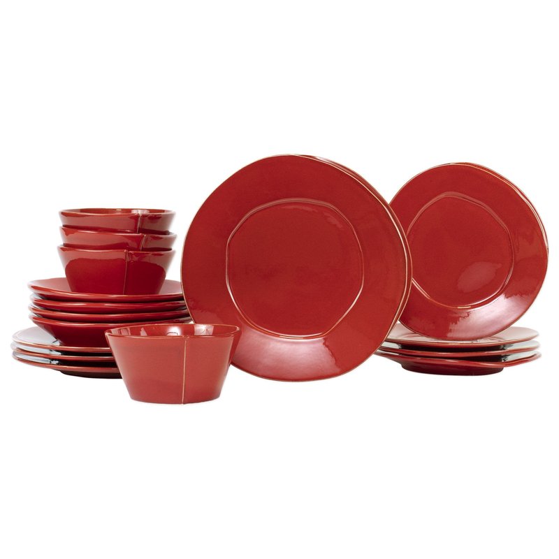 Vietri Lastra Sixteen-piece Place Setting In Red
