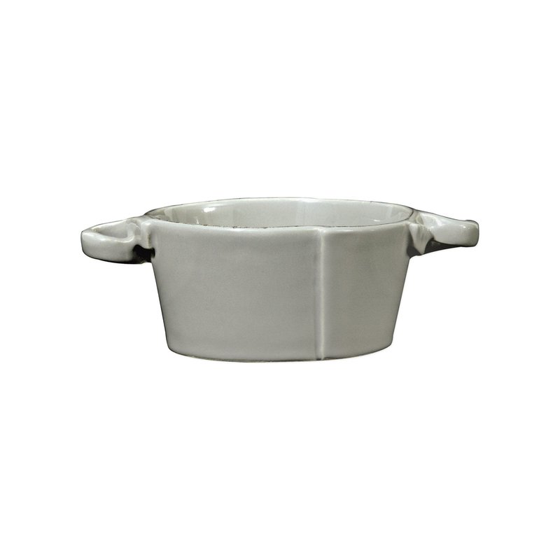 Vietri Lastra Small Handled Bowl In Grey