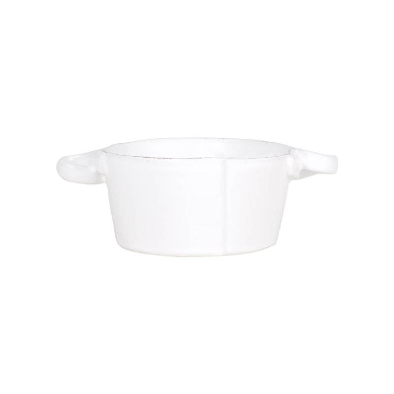 Vietri Lastra Small Handled Bowl In White