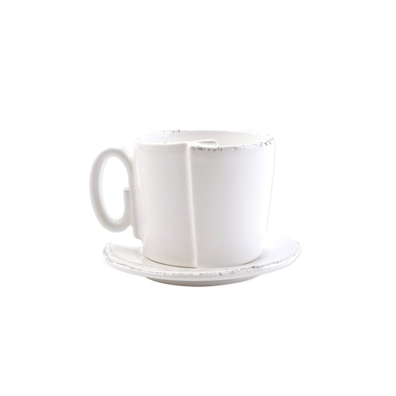 Vietri Lastra White Cup And Saucer