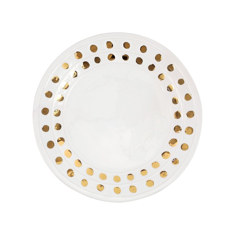 Vietri Medici Gold Dinner Plate In White
